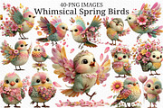 Whimsical Spring Birds Clipart PNG, an Illustration by Craft Nest (Thumbnail 1 of 11)