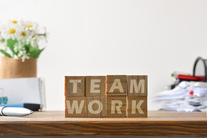 Teamwork Concept with Wooden Letter Blocks, a Business Photo by Davizro's Market