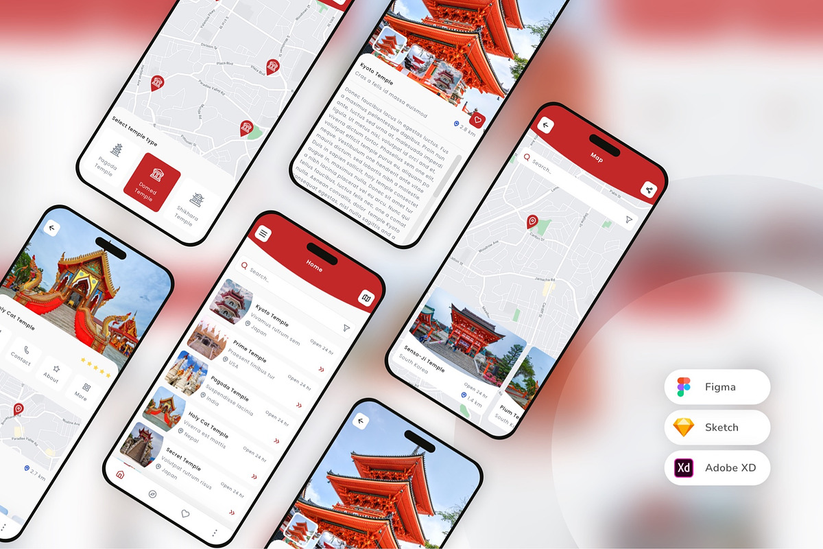 Temple Finder Mobile App UI Kit, an UI Kit Template by uicube
