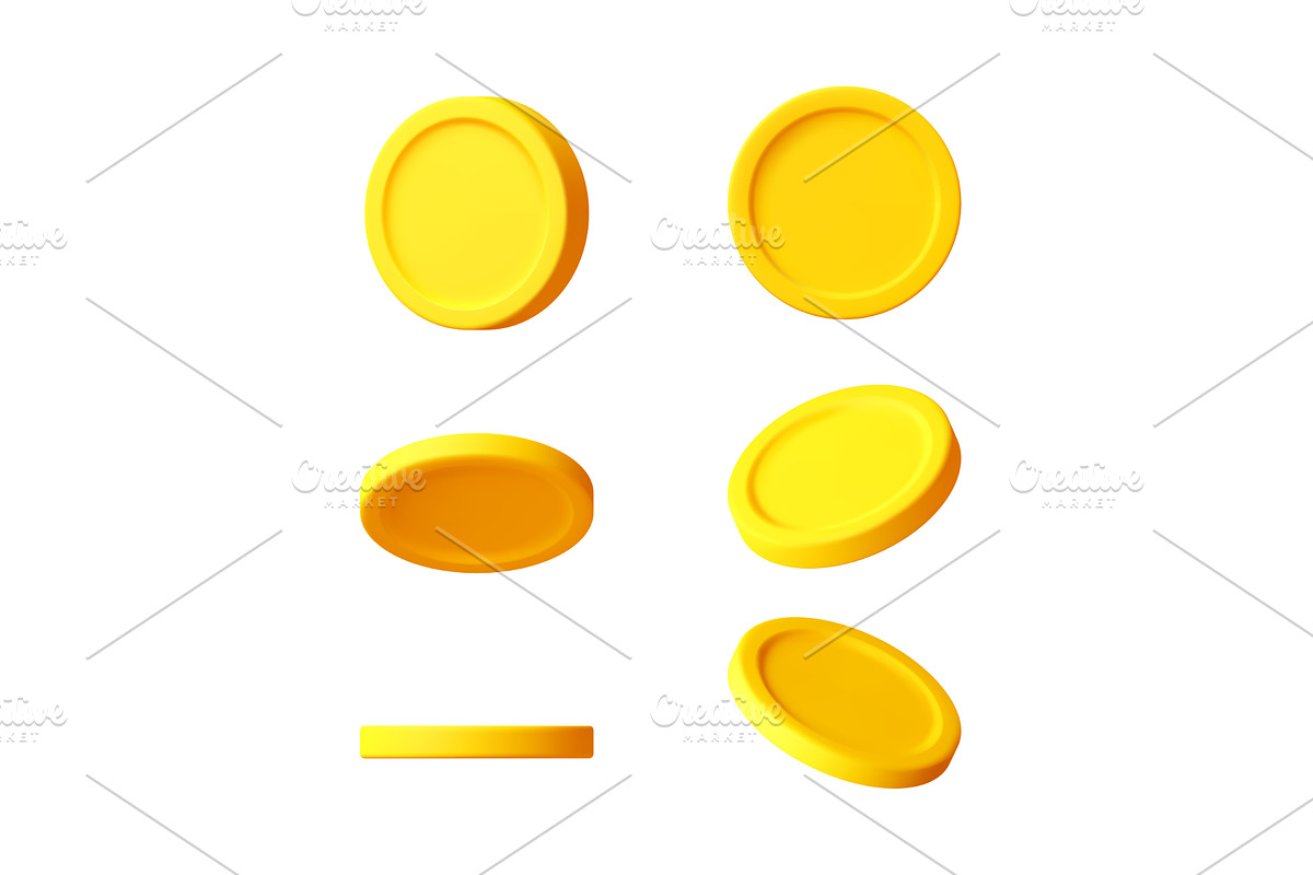 Set of gold blank coin in different, a Finance Illustration by Abscent