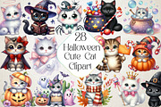 Halloween Cute Cat Clipart, an Illustration by DreamPrint404 (Thumbnail 1 of 4)