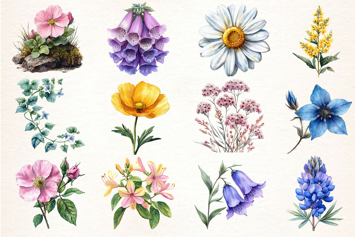 Botanical Forest Wildflower Clipart, an Illustration by Dream Creation (Photo 4 of 4)