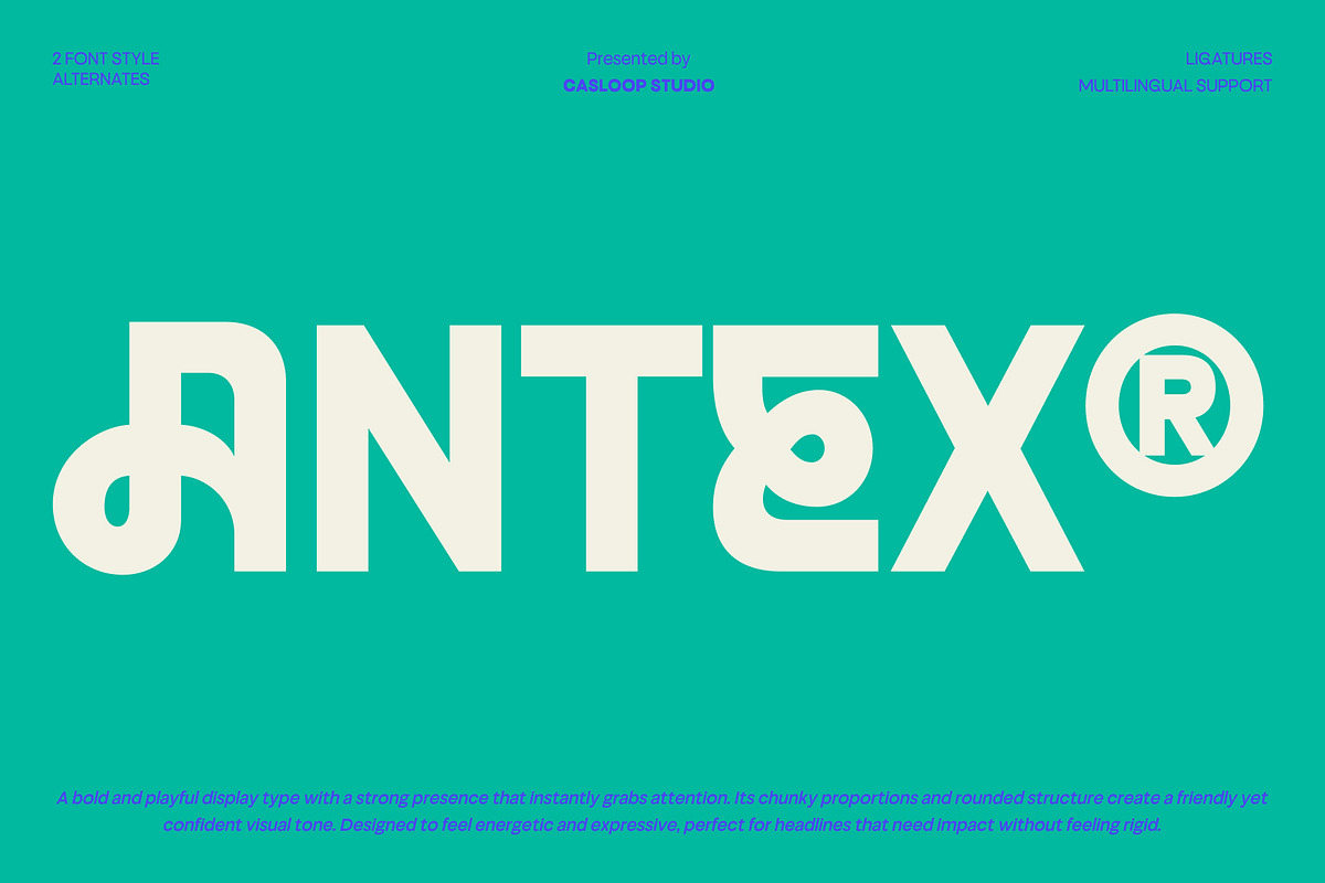 ANTEX - Bold Playful Quirky Font, a Sans Serif Font by Casloop Studio (Photo 1 of 11)