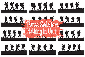 Courageous Soldiers Moving in Sync, an Illustration by Gfx_Store