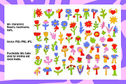 Psychedelic 80s pop art flowers, an Illustration by okchizh (Thumbnail 2 of 9)
