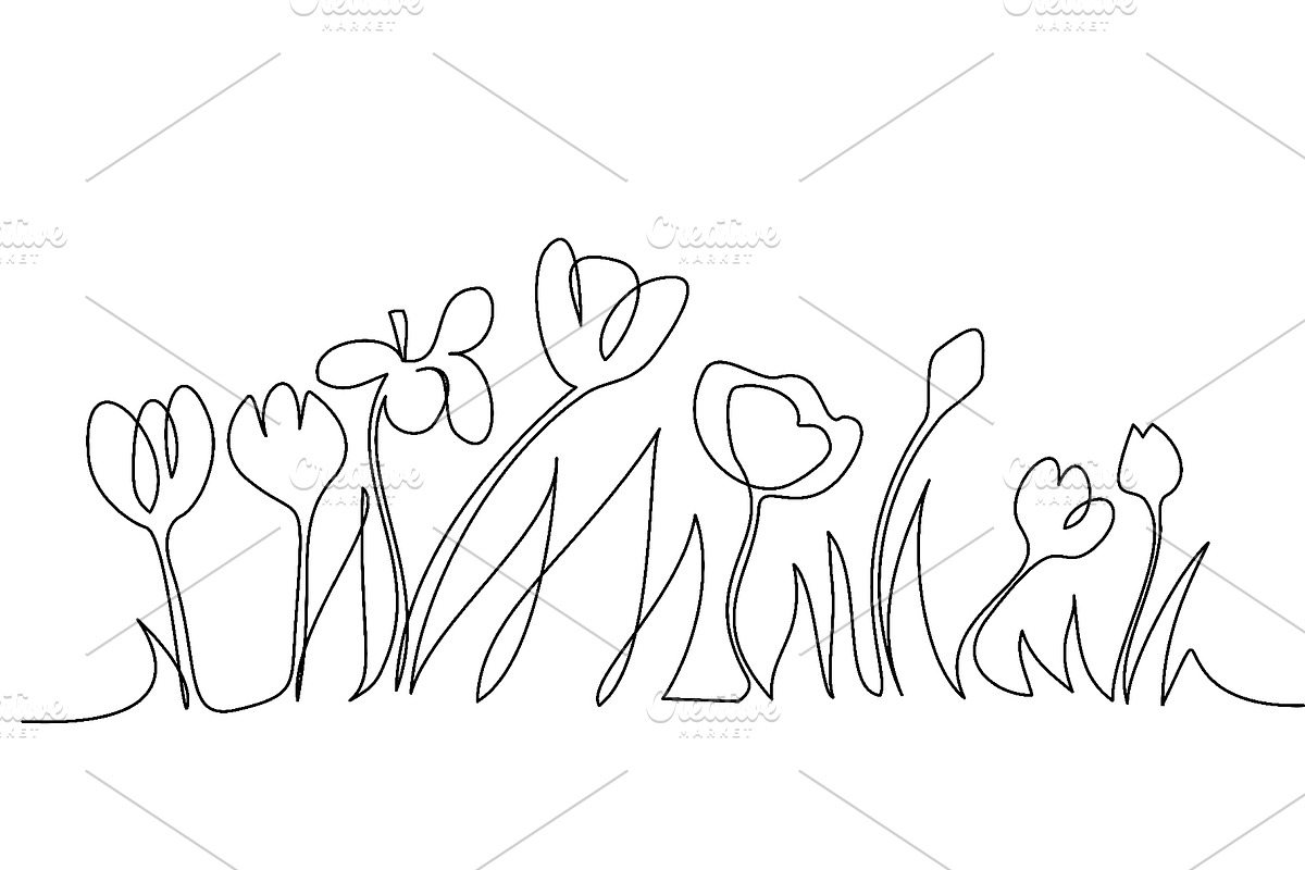 wildflowers with leaves in field, a Decorative Illustration by Valenty (Photo 3 of 3)