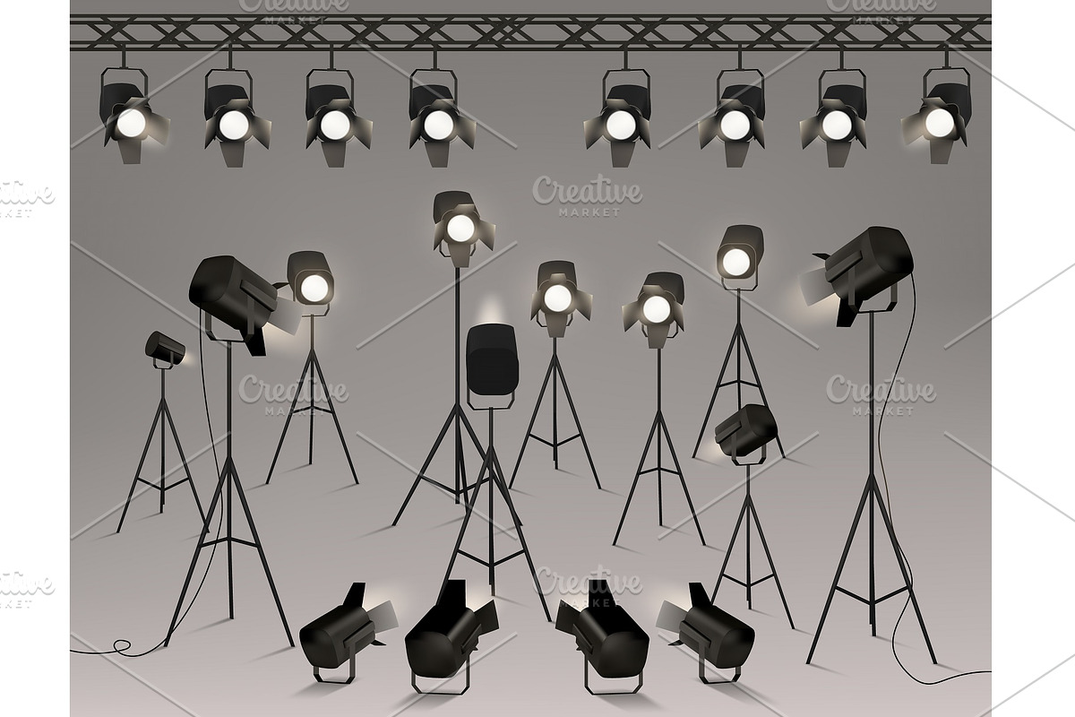 Spotlights realistic. Studio light, a Decorative Illustration by StudioVin