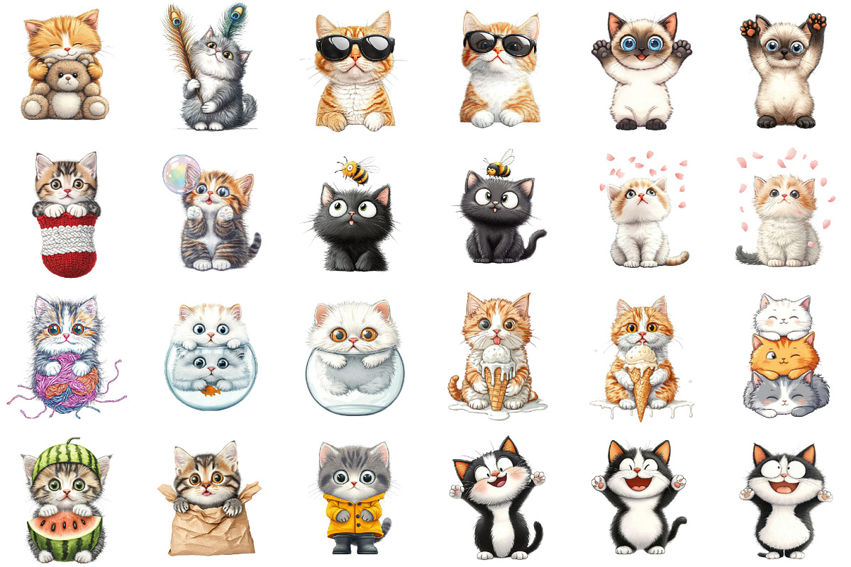 Whimsy Kittens Clipart Bundle, a Seasonal Illustration by designcity5 (Photo 2 of 5)