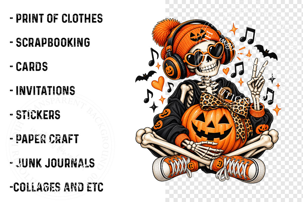 Trending Halloween Skeleton PNG, a Work Illustration by SinaCreation (Photo 3 of 6)