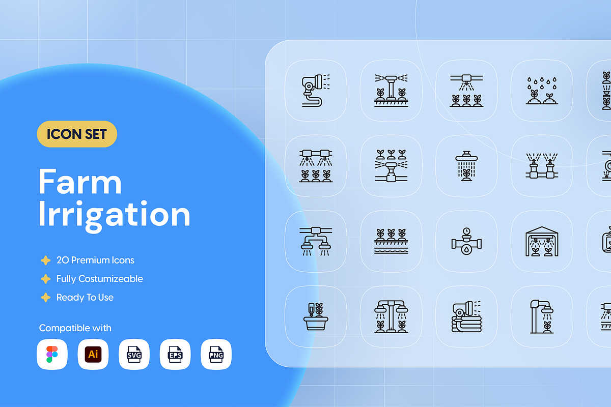 Farm Irrigation Icon Set, an Outline Icon by Nathaya Studio (Photo 1 of 2)