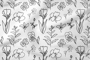 Seamless Floral Pattern Black