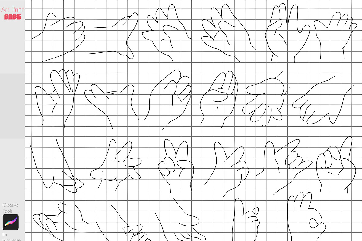 Procreate Chibi Hands Drawing Guides, a Brush Add-On by ArtPrintBabe