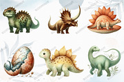 Dinosaurs Watercolor Clipart, an Illustration by designcity5 (Thumbnail 2 of 5)