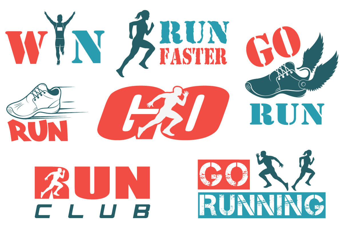 Set of vintage run club labels, a Graphic by Tomass2015