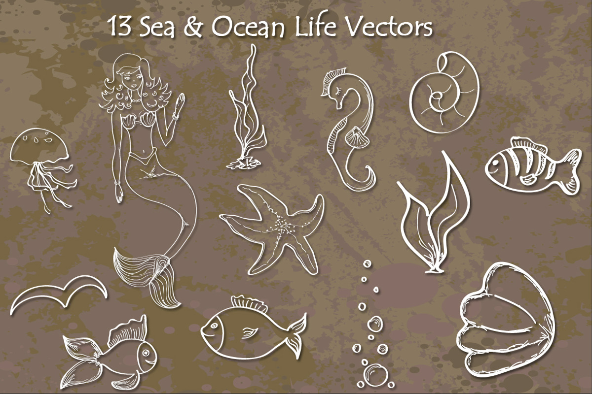 Sea & Ocean Life - Hand Drawn Vector, an Object Graphic by handdrawngirl