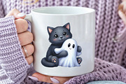 Watercolor Cute Black Cat Clipart, an Illustration by CraftArtStudio (Thumbnail 5 of 6)