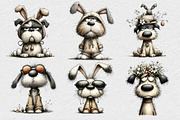 Quirky Easter Grumpy Dog Clipart, an Illustration by DreamCafeArt (Thumbnail 3 of 6)