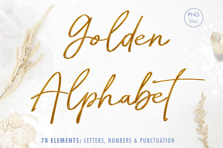 Golden Alphabet - PNG Overlays