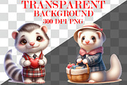 Watercolor Cute Ferret Clipart, an Animal Illustration by Craft Nest (Thumbnail 3 of 3)