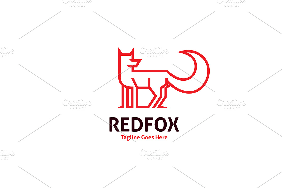 Red Fox Line Art Logo, a Branding & Logo Template by ashenterprise (Photo 4 of 5)
