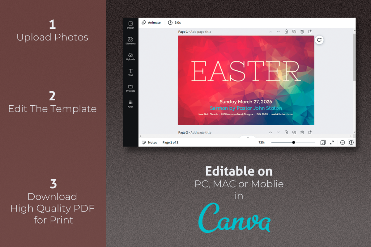 Easter Sunday Church Mailer | Canva, a Flyer Template by loswl (Photo 3 of 8)