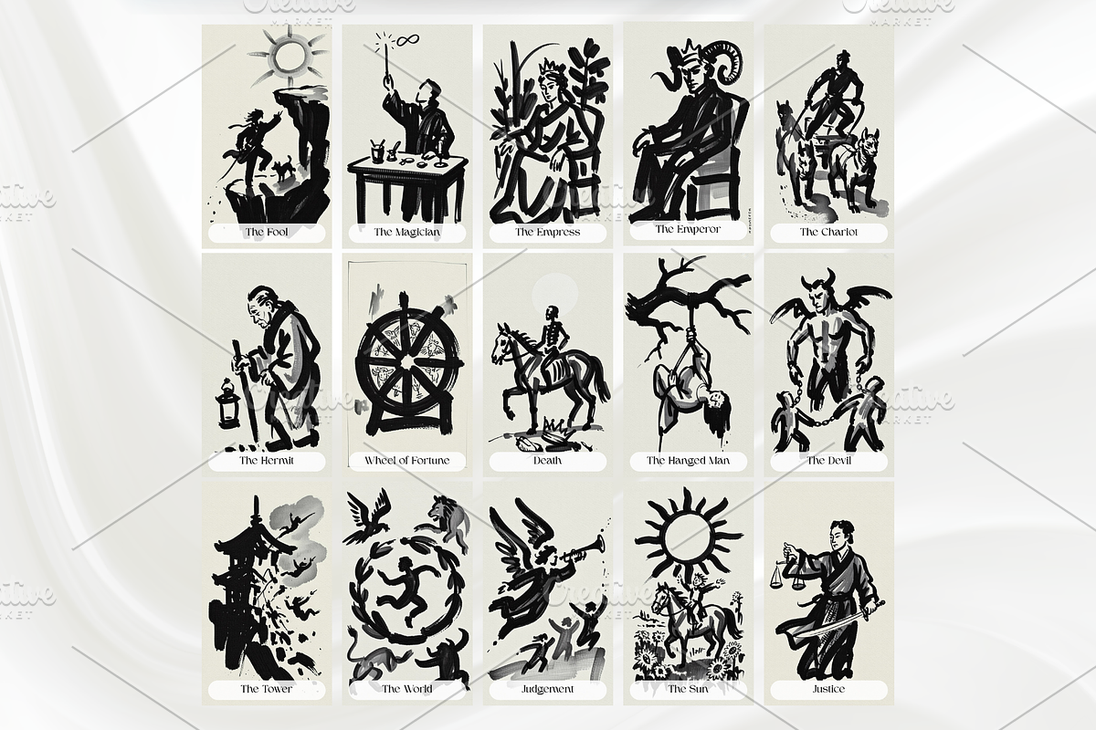 Black Tarot Deck Sketch Tarot, a Decorative Illustration by Mugio (Photo 2 of 5)