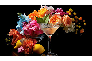 mixology cocktail flowers ai, a Food & Drink Photo by pikepicture