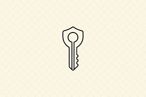 Shield Key Emblem, an Object Illustration by Vectorium Studio