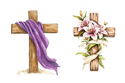 Christian Easter Watercolor Clipart, an Illustration by Dream Creation (Thumbnail 6 of 6)