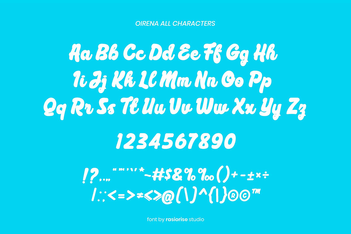 Oirena a Handwritten Funscript Font, a Handwritten Font by Rasiorise Studio (Photo 3 of 12)