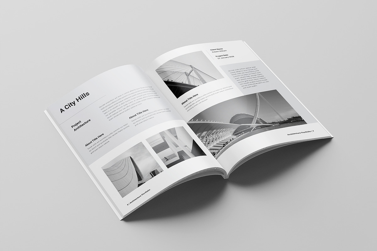 Architecture Portfolio Template, a Brochure Template by Spark_Creative (Photo 4 of 12)
