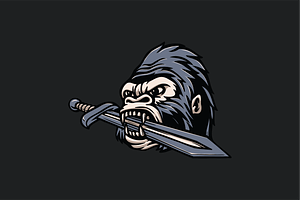 A Fierce Gorilla with a Sword, an Object Illustration by nomlimo.com
