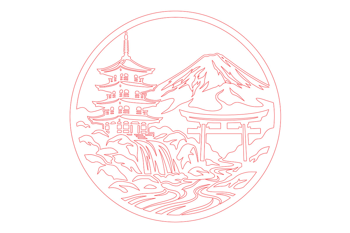 Japan Landscape Laser Cut SVG, an Object Graphic by DreamCafeArt (Photo 3 of 3)