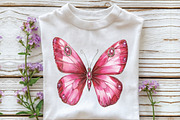 Watercolor Pink Butterfly Clipart, an Illustration by CraftArtStudio (Thumbnail 5 of 6)