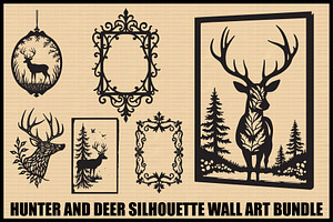 Hunter & Deer Wall Art Bundle, an Illustration by jahid234