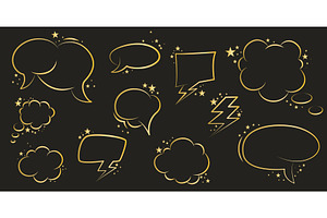 Set of golden speech bubbles and, an Object Illustration by Tati_Kli