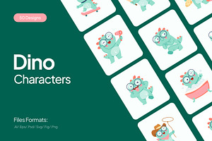 50 Dino Characters Illustration
