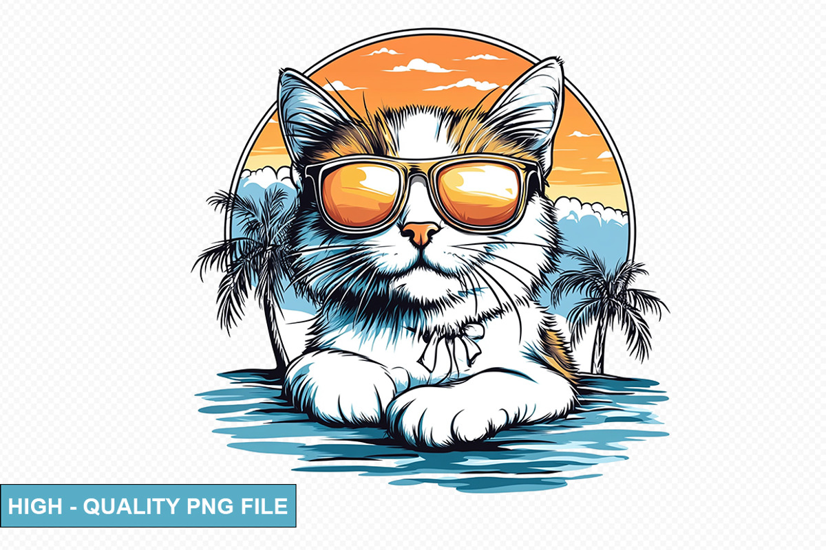 Cute Cat on the Beach Clipart Bundle, a Graphic by crative8112 (Photo 11 of 11)