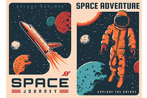 Spaceship, Astronaut In Outer Space