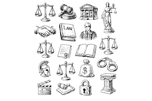 Law and Justice Icons Set, an Object Graphic by nikagraphic