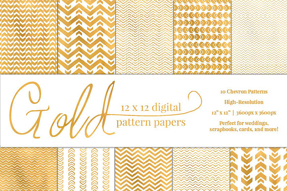 Gold Chevron Pattern Paper preview 3