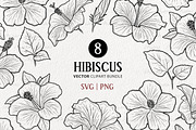 Hibiscus Flower Vector Line Art Set, an Illustration by MadliArt (Thumbnail 1 of 4)