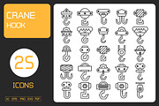 Crane Hook Winch Icons Illustration, an Outline Icon by Designfour (Thumbnail 1 of 7)