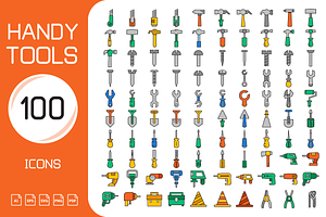 Handy Tools And Equipment Icons Set