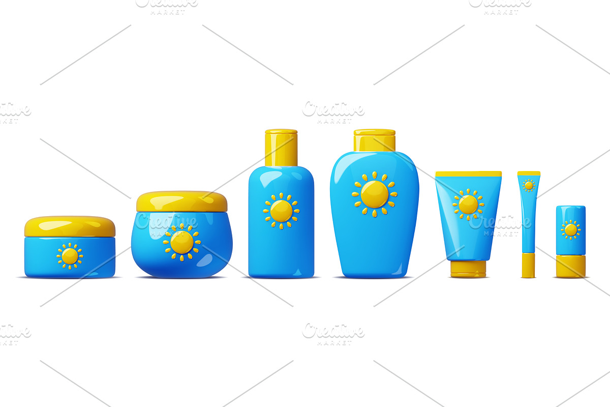 Cartoon 3d sun protect cosmetics, an Object Illustration by YummyBuum