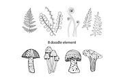 Doodle ferns and mushrooms, a Decorative Illustration by Funny-sunny (Thumbnail 2 of 5)