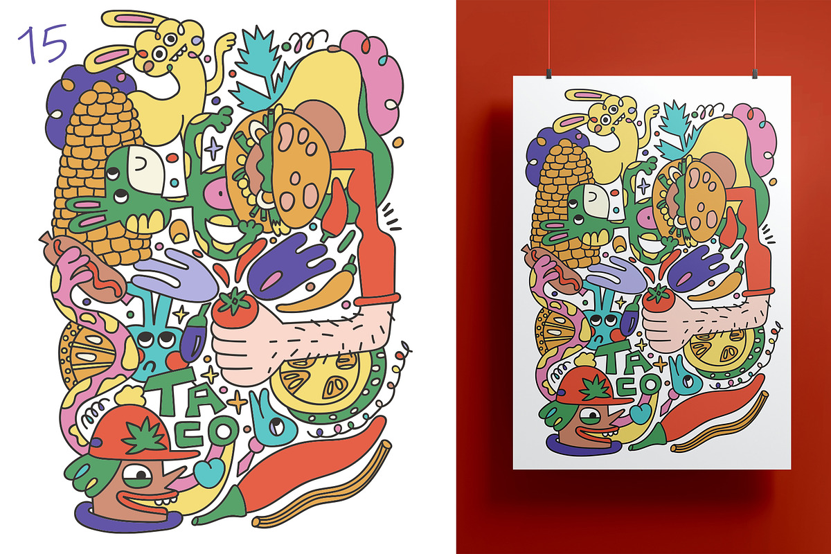 Fast Food Doodles. Vector and raster, a Food Illustration by Oliana Moroz (Photo 23 of 25)