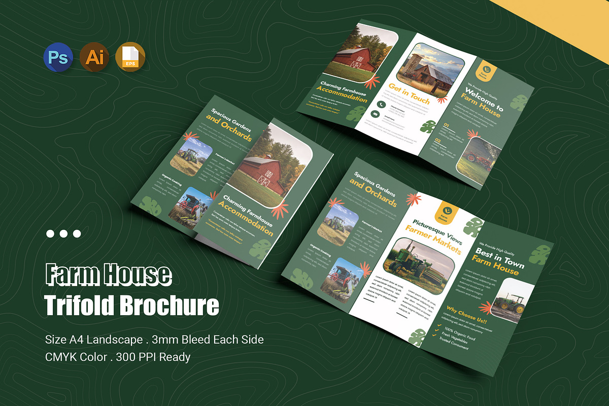 Farm House Trifold Brochure, a Brochure Template by Esensifiksi.studio