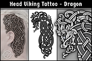 Viking Head Tattoo - Norse Dragon, a Decorative Illustration by Abysm Internal (Thumbnail 1 of 3)