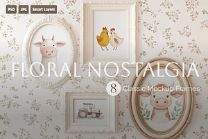 Floral Nostalgia Mockup Frames, a Product Mockup by NikiArts